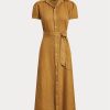Brown Women’s Ralph Lauren Belted Linen Short-Sleevedress Dress Brown Women’s Ralph Lauren Belted Linen Short-Sleevedress Dress