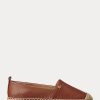 Brown Women’s Ralph Lauren Cameryn IV Tumbled Leather Flat Shoes