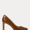 Brown Women’s Ralph Lauren Camila Burnished Leather Heels
