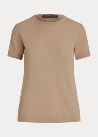 Brown Women’s Ralph Lauren Cashmere Jersey Short-Sleeve Sweaters