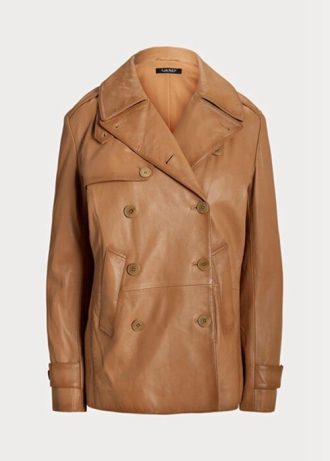 Brown Women’s Ralph Lauren Double-breasted Nappa Leather  Coats