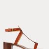 Brown Women’s Ralph Lauren Dyllon Burnished Calfskin Sandals
