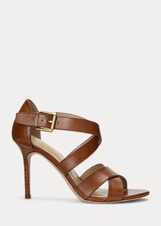 Brown Women’s Ralph Lauren Gisella Burnished Leather Heels