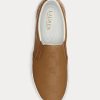 Brown Women’s Ralph Lauren Haddley Logo Leather Slip-On Sneakers
