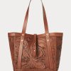 Brown Women’s Ralph Lauren Hand-Tooled Leather Tote Bags Brown Women’s Ralph Lauren Hand-Tooled Leather Tote Bags