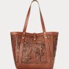 Brown Women’s Ralph Lauren Hand-Tooled Leather Tote Bags Brown Women’s Ralph Lauren Hand-Tooled Leather Tote Bags