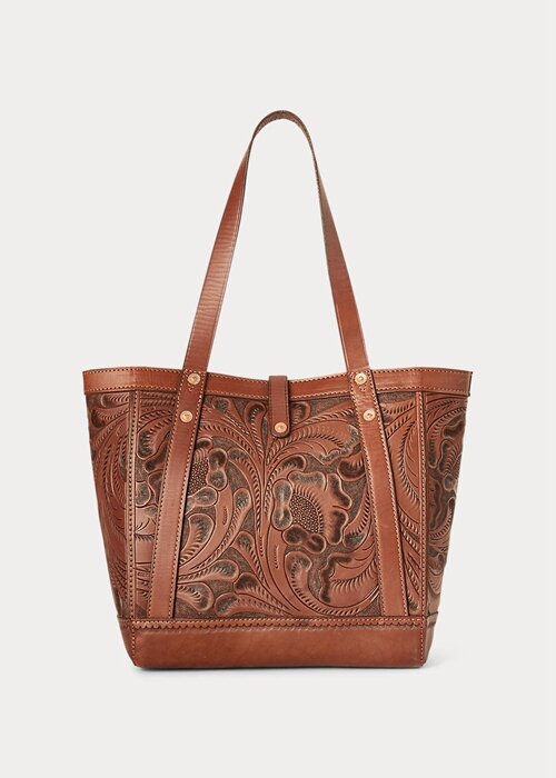Brown Women’s Ralph Lauren Hand-Tooled Leather Tote Bags Brown Women’s Ralph Lauren Hand-Tooled Leather Tote Bags