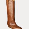 Brown Women’s Ralph Lauren Jaelynne Burnished Calfskin Tall Boots