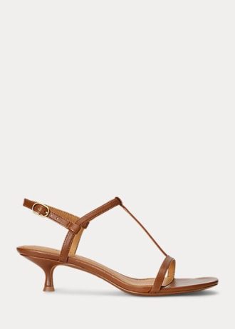 Brown Women’s Ralph Lauren Lambskin Kitten-Heel Sandals
