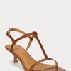 Brown Women’s Ralph Lauren Lambskin Kitten-Heel Sandals Brown Women’s Ralph Lauren Lambskin Kitten-Heel Sandals