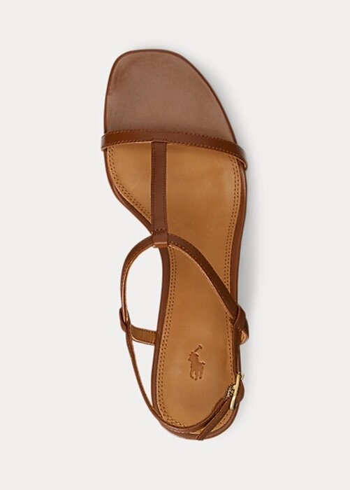 Brown Women’s Ralph Lauren Lambskin Kitten-Heel Sandals Brown Women’s Ralph Lauren Lambskin Kitten-Heel Sandals