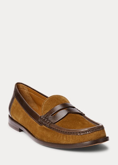 Brown Women’s Ralph Lauren Leather-Trim Suede Penny Loafers Brown Women’s Ralph Lauren Leather-Trim Suede Penny Loafers