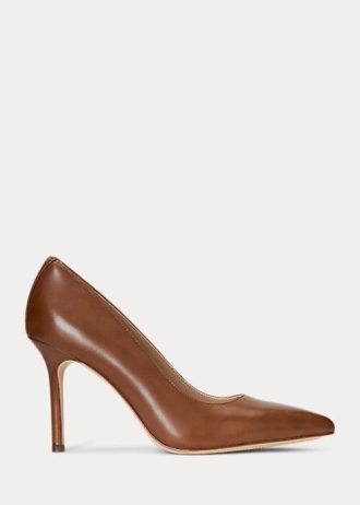 Brown Women’s Ralph Lauren Lindella II Burnished Leather Heels