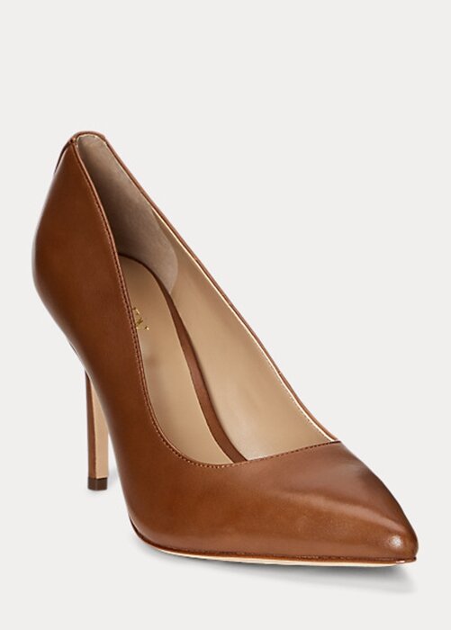 Brown Women’s Ralph Lauren Lindella II Burnished Leather Heels Brown Women’s Ralph Lauren Lindella II Burnished Leather Heels