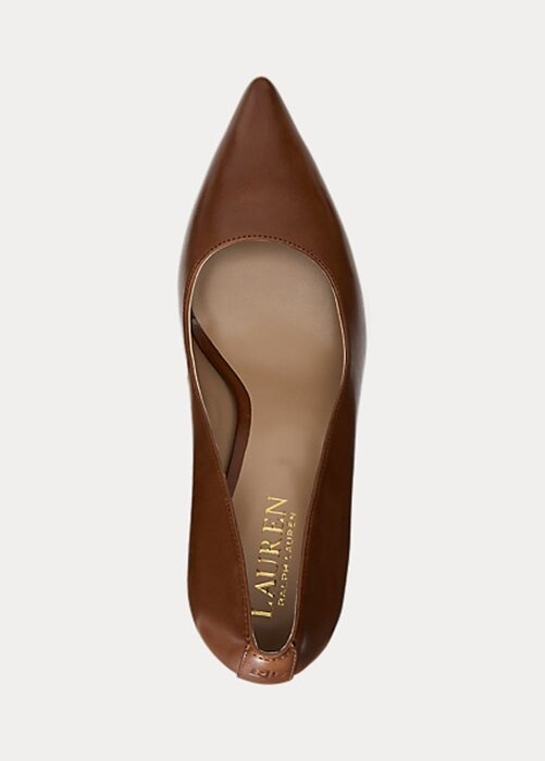 Brown Women’s Ralph Lauren Lindella II Burnished Leather Heels Brown Women’s Ralph Lauren Lindella II Burnished Leather Heels