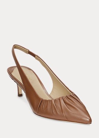 Brown Women’s Ralph Lauren Lolah Nappa Leather Slingback Heels
