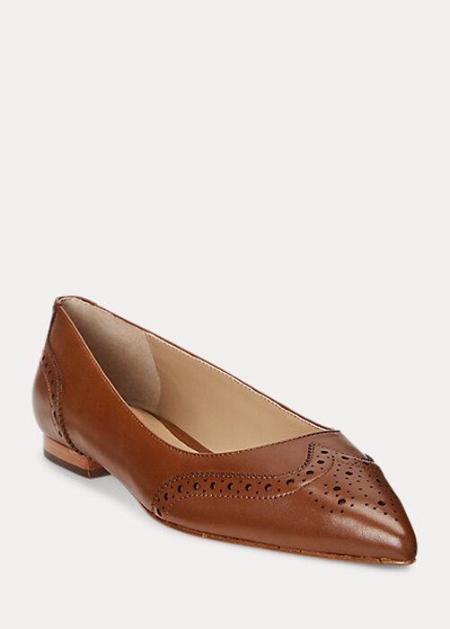 Brown Women’s Ralph Lauren Loraine Burnished Leather Ballet Flat Shoes Brown Women’s Ralph Lauren Loraine Burnished Leather Ballet Flat Shoes