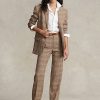 Brown Women’s Ralph Lauren Plaid Wool-Linen Tweed Straight-Leg Pants Brown Women’s Ralph Lauren Plaid Wool-Linen Tweed Straight-Leg Pants
