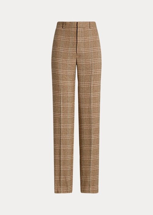 Brown Women’s Ralph Lauren Plaid Wool-Linen Tweed Straight-Leg Pants Brown Women’s Ralph Lauren Plaid Wool-Linen Tweed Straight-Leg Pants