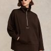 Brown Women’s Ralph Lauren Quarter-Zip Pullover Fleece Jackets