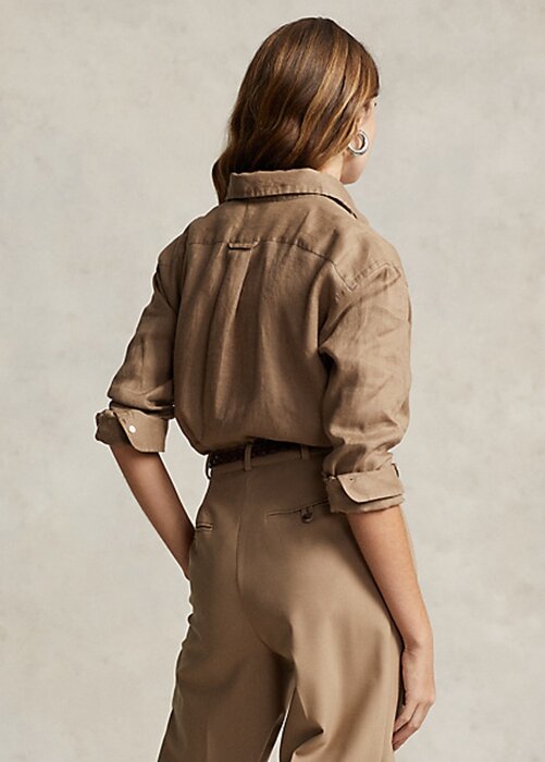 Brown Women’s Ralph Lauren Relaxed Fit Linen Shirts Brown Women’s Ralph Lauren Relaxed Fit Linen Shirts