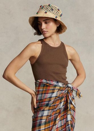 Brown Women’s Ralph Lauren Rib-knit Cotton Tanks