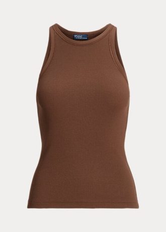Brown Women’s Ralph Lauren Ribbed Cotton Tanks