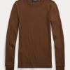 Brown Women’s Ralph Lauren Ribbed Suede-Trim Long-Sleeve T Shirts Brown Women’s Ralph Lauren Ribbed Suede-Trim Long-Sleeve T Shirts