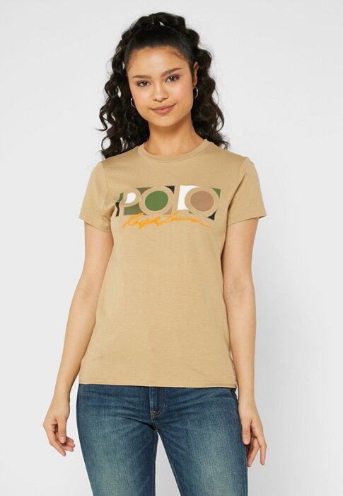 Brown Women’s Ralph Lauren Round Neck Graphic T Shirts Brown Women’s Ralph Lauren Round Neck Graphic T Shirts