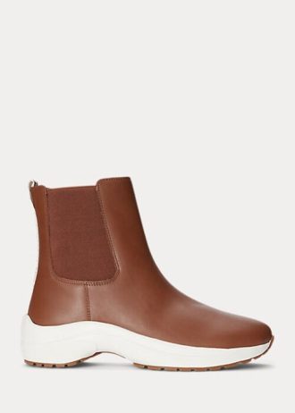 Brown Women’s Ralph Lauren Rylee Burnished Leather Slip-On Sneakers