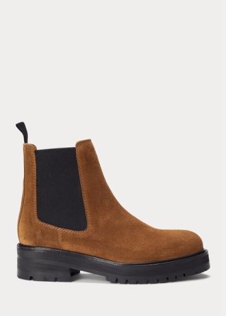 Brown Women’s Ralph Lauren Suede Lug Chelsea Boots Brown Women’s Ralph Lauren Suede Lug Chelsea Boots