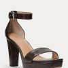 Brown Women’s Ralph Lauren Sylvia Embossed Leather Heels Brown Women’s Ralph Lauren Sylvia Embossed Leather Heels