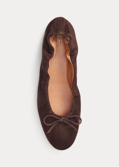 Brown Women’s Ralph Lauren The Suede Pony Ballet Flat Shoes Brown Women’s Ralph Lauren The Suede Pony Ballet Flat Shoes