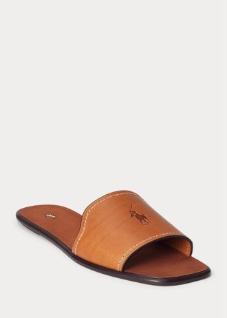 Brown Women’s Ralph Lauren Vachetta Leather Slippers