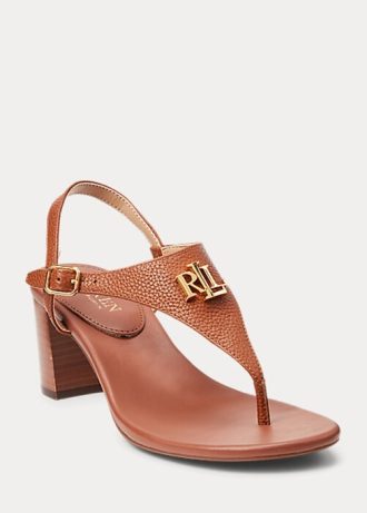 Brown Women’s Ralph Lauren Westcott II Tumbled Leather Sandals