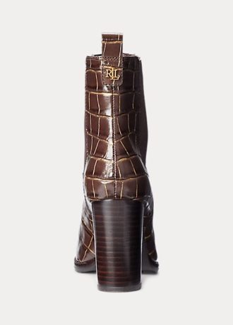 Brown Women’s Ralph Lauren ylah Embossed Leatherie Boots