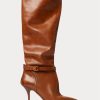 Brown Women’s Ralph Lauren Zoe Tall Calfskin Leather Boots