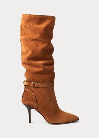 Brown Women’s Ralph Lauren Zoe Tall Sueded Calfskin Boots