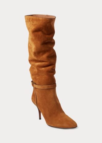 Brown Women’s Ralph Lauren Zoe Tall Sueded Calfskin Boots