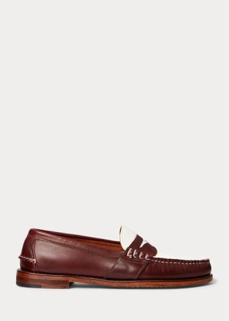 Burgundy Cream Men’s Ralph Lauren The Morehouse Collection Penny Loafers