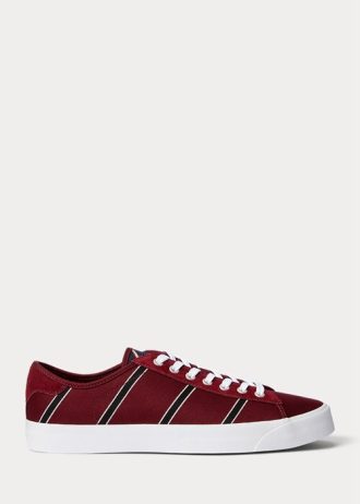 Burgundy Men’s Ralph Lauren Nelson Striped Wool-Cotton Sneakers
