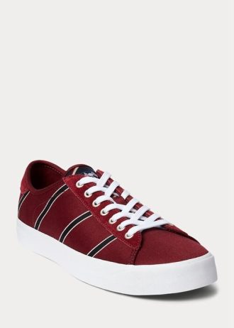 Burgundy Men’s Ralph Lauren Nelson Striped Wool-Cotton Sneakers