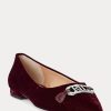 Burgundy Women’s Ralph Lauren Lilah Velvet Ballet Flat Shoes