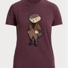 Burgundy Women’s Ralph Lauren Tweed Bear Cotton  T Shirts