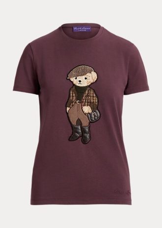 Burgundy Women’s Ralph Lauren Tweed Polo Bear Cotton T Shirts
