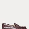 Burgundy Women’s Ralph Lauren Wynnie Embossed Leather Loafers
