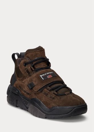 Chocolate Men’s Ralph Lauren PS100 High-Top Suede Sneakers
