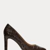 Chocolate Women’s Ralph Lauren Camila Embossed Leather Heels Chocolate Women’s Ralph Lauren Camila Embossed Leather Heels