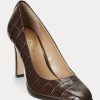 Chocolate Women’s Ralph Lauren Camila Embossed Leather Heels Chocolate Women’s Ralph Lauren Camila Embossed Leather Heels