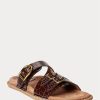 Chocolate Women’s Ralph Lauren Ezra Crocodile-Embossed Leather Sandals Chocolate Women’s Ralph Lauren Ezra Crocodile-Embossed Leather Sandals